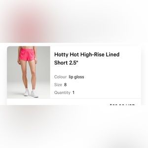 Lululemon hotty hot shorts in Lip Gloss.